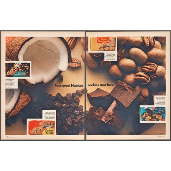 1967 Nabisco Cookies 2 Page Vintage Print Ad Chocolate Baking Pecans Wall Art - Picture 3 of 3